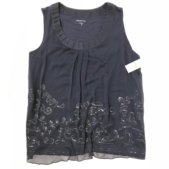 Coldwater Creek Tops - Plus Size Top 3X Sleeveless Dark Dressy Flowy Work